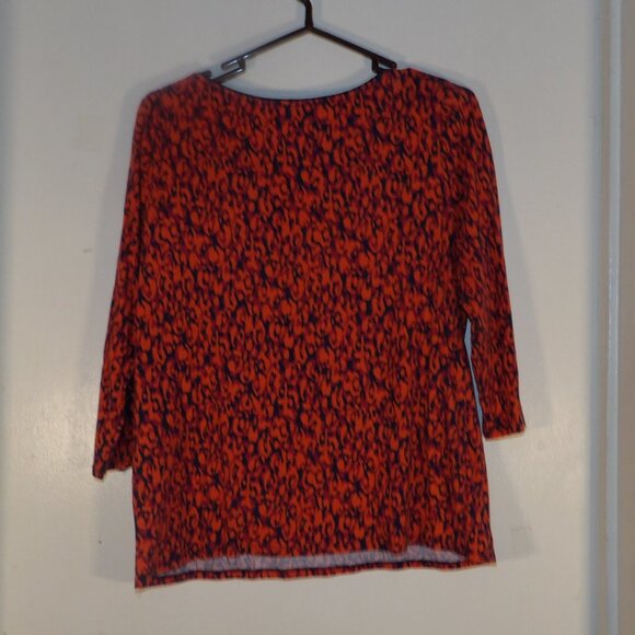 Liz Claiborne Black/Orange Abstract Shoulder Button Top Sz XL - Picture 5 of 5